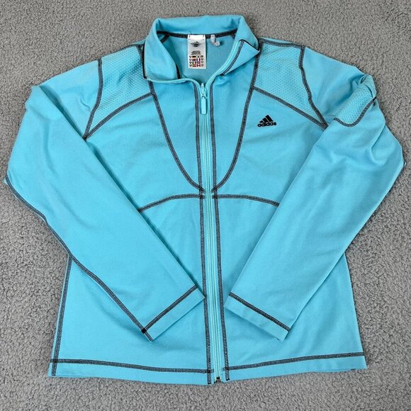 adidas Tops - Adidas Track Jacket Womens Size Large Clima 365 Blue Training Stretch Running
